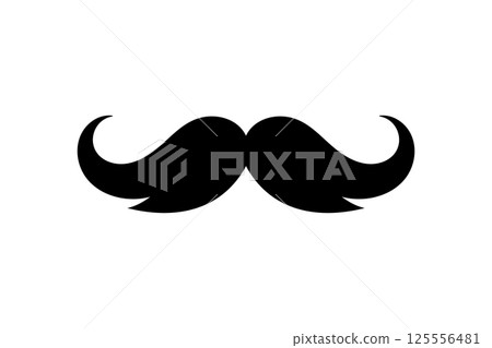 Men mustache black silhouette. Vector illustration Men mustache black silhouette. Vector illustration 125556481