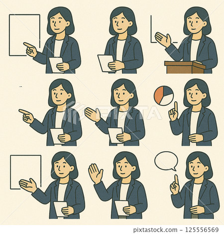 Upper body set of a woman in a suit explaining Upper body set of a woman in a suit explaining 125556569