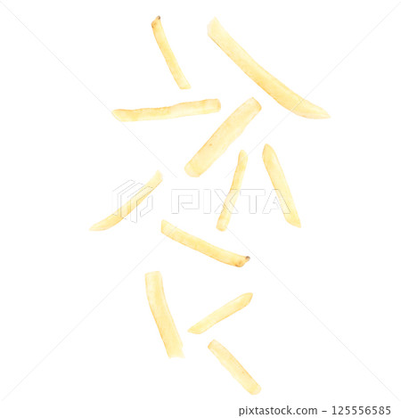 fall drop fried french fries isolated on white background 125556585