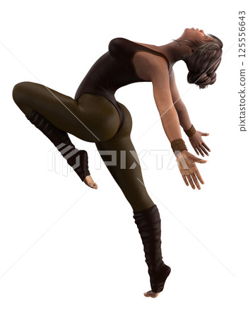 3D Dark skinned ballet dancer girl 125556643