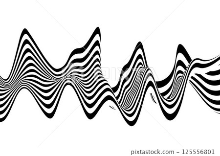 Abstract black and white wave. Template, layout, banner. Eps 10 125556801