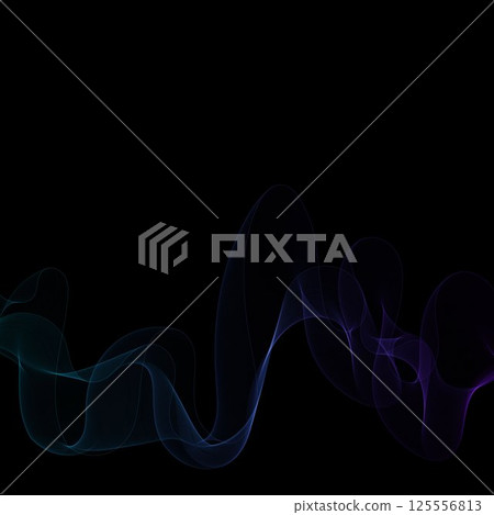 Blue Smoky abstract wave on a black background. Vector design element. If Template for advertisement, banner, brochure, screen saver. Eps 10 Blue Smoky abstract wave on a black background. Vector design element. If Template for advertisement, banner, brochure, screen saver. Eps 10 125556813