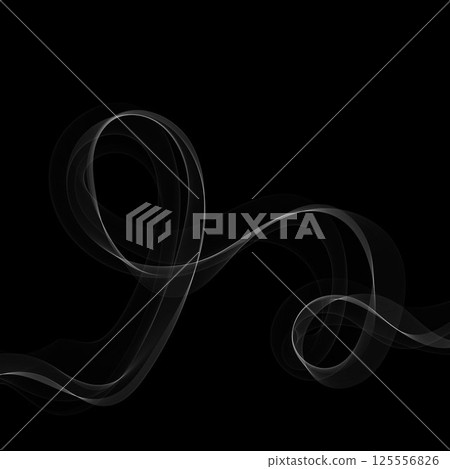 White Smoky abstract wave on a black background. Vector design element. Eps 10 125556826