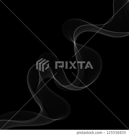 Elegant white lines, smooth wavy patterns on a black background. Eps 10 125556835