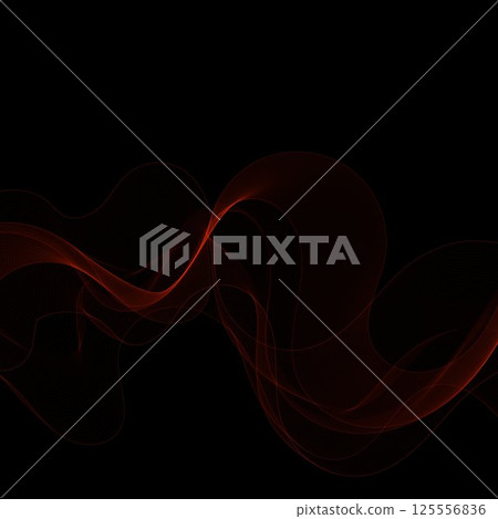 Red Smoky abstract wave on a black background. Vector design element. If Template for advertisement, banner, brochure, screen saver. Eps 10 125556836