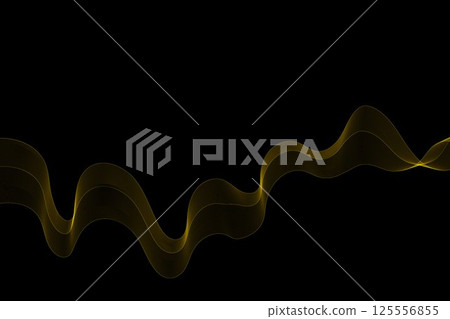 Gold Smoky abstract wave on a black background. Vector design element. Eps 10 125556855