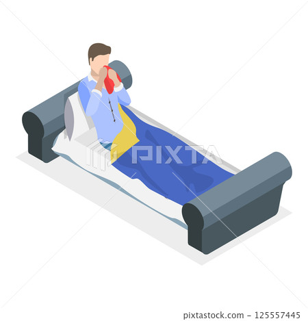 3D Isometric Flat Vector Illustration of Diverse Unhealthy People, Charecters Suffering from Flu and Fever with Cough and Sneeze. Item 4 3D Isometric Flat Vector Illustration of Diverse Unhealthy People, Charecters Suffering from Flu and Fever with Cough and Sneeze. Item 4 125557445