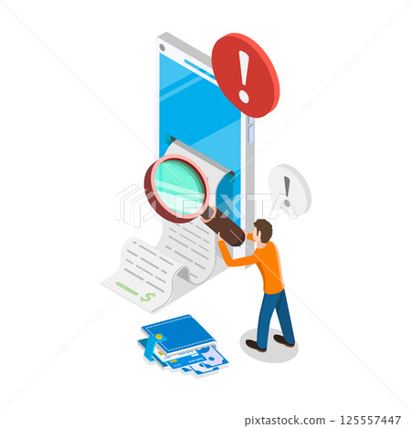 3D Isometric Flat Vector Illustration of Bank Payment Receipt, Success and Error Status Check. Item 2 3D Isometric Flat Vector Illustration of Bank Payment Receipt, Success and Error Status Check. Item 2 125557447