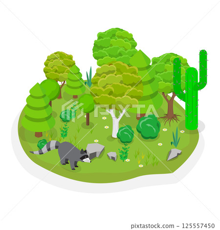 3D Isometric Flat Vector Illustration of Wildlife Fauna, Wild Animals Habitat Types. Item 2 3D Isometric Flat Vector Illustration of Wildlife Fauna, Wild Animals Habitat Types. Item 2 125557450