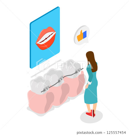 3D Isometric Flat Vector Illustration of Orthodontic Care, Dentistry Service. Item 2 125557454