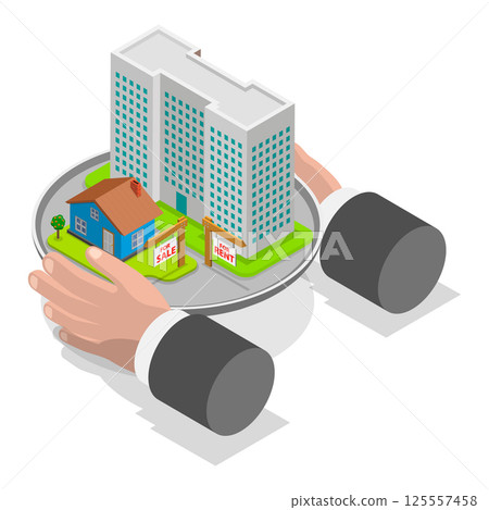 3D Isometric Flat Vector Illustration of Real Estate, Investment Opportunity. Item 2 125557458