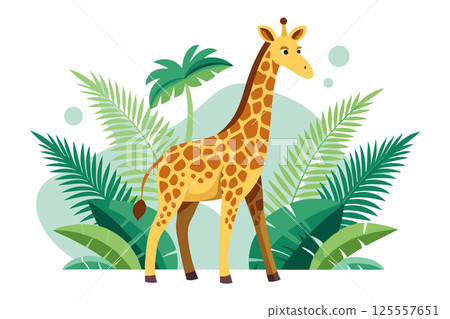 cute giraffe on white background 125557651