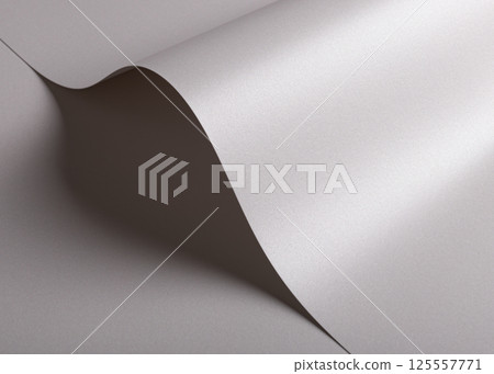Pearl satin paper background with a glossy, smooth texture and sculptural folded waves. Icy silver 125557771