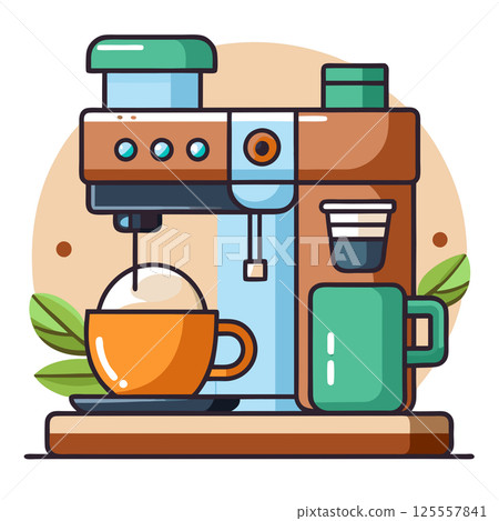coffee machine with coffee cup 125557841