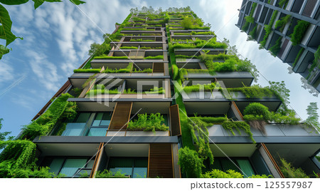 Sustainable urban living: interior green wall with eco-friendly plants Sustainable urban living: interior green wall with eco-friendly plants 125557987
