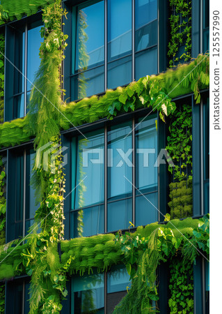 Sustainable urban living: interior green wall with eco-friendly plants Sustainable urban living: interior green wall with eco-friendly plants 125557990