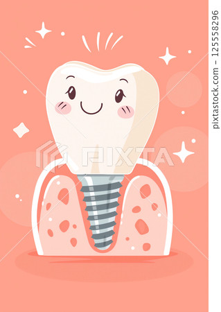 Dental implant with copy space for clarifications and benefits Dental implant with copy space for clarifications and benefits 125558296