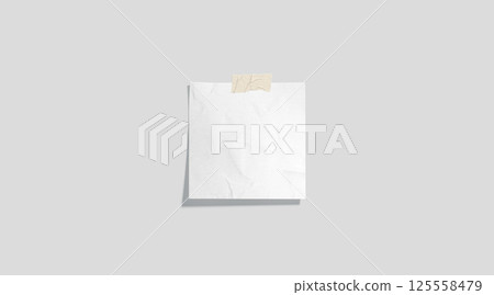 Blank white taped paper note mockup, depth of field Blank white taped paper note mockup, depth of field 125558479
