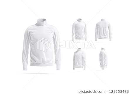 Blank white turtleneck sweater mockup, different views Blank white turtleneck sweater mockup, different views 125558483