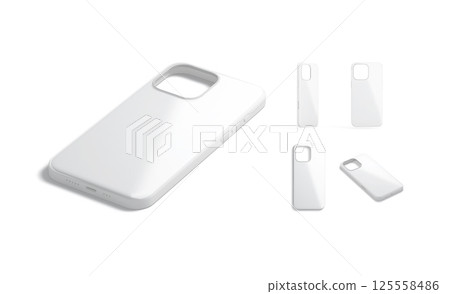 Blank white glossy phone case mockup, different views Blank white glossy phone case mockup, different views 125558486