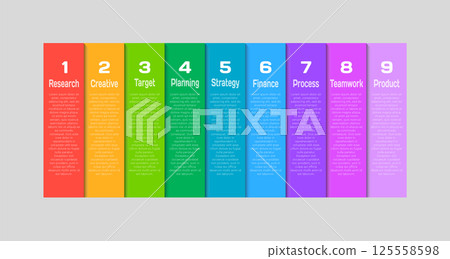 Nine piece line infographic jigsaw puzzle process Nine piece line infographic jigsaw puzzle process 125558598