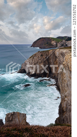 Summer ocean rocky coast (Spain). Summer ocean rocky coast (Spain). 125558702