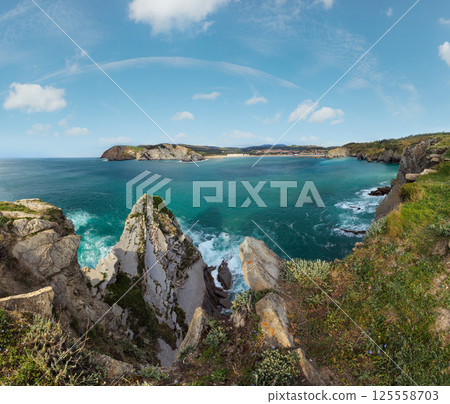 Summer ocean bay near Gorliz town (Spain). 125558703