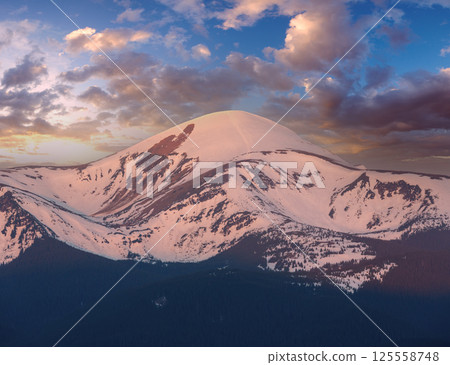 Sunset spring Carpathian mountains 125558748