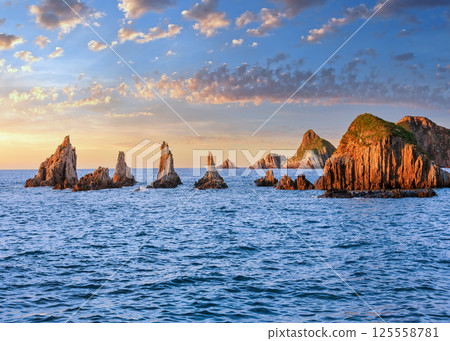 Gueirua beach at evening. Asturias, Spain. Gueirua beach at evening. Asturias, Spain. 125558781