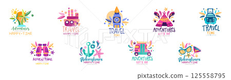Adventures Happy Travel Time Logo Design Vector Set Adventures Happy Travel Time Logo Design Vector Set 125558795