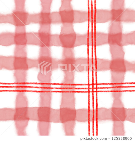Red Plaid Gingham Check Hand Drawn Background Pattern Overlay Red Plaid Gingham Check Hand Drawn Background Pattern Overlay 125558900
