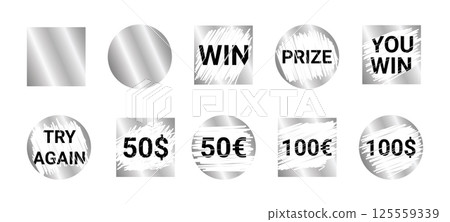 Lottery scratch inspiring words - scuffed weathered monochrome geometric label templates. Engagement gambling entertainment lifestyle art. Scribbly numbers uneven borders authentic look. Lottery scratch inspiring words - scuffed weathered monochrome geometric label templates. Engagement gambling entertainment lifestyle art. Scribbly numbers uneven borders authentic look. 125559339