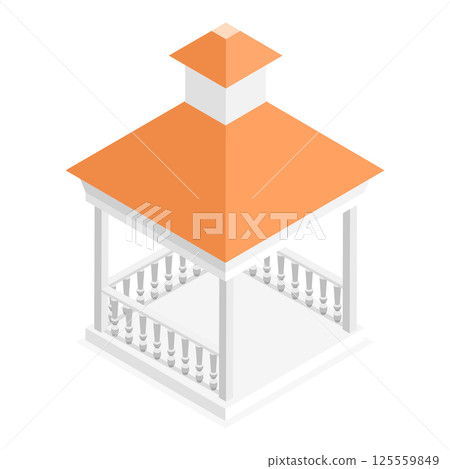 3D Isometric Flat  Set of Gazebos or Pavilions. Item 1 125559849