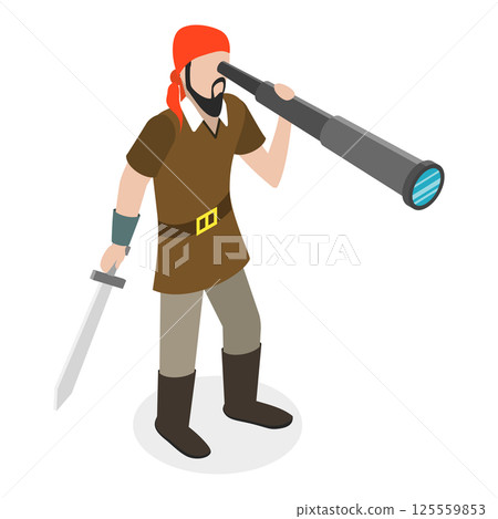 3D Isometric Flat  Set of Marine Pirates. Item 4 125559853