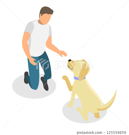 3D Isometric Flat  Set of Dog Training Scenes. Item 3 125559859