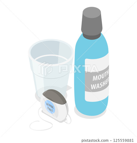 3D Isometric Flat  Illustration of Teeth Cleaning. Item 8 125559881