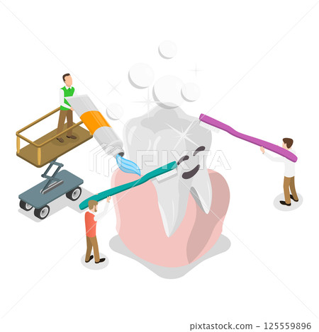 3D Isometric Flat  Illustration of Teeth Health Care. Item 1 125559896