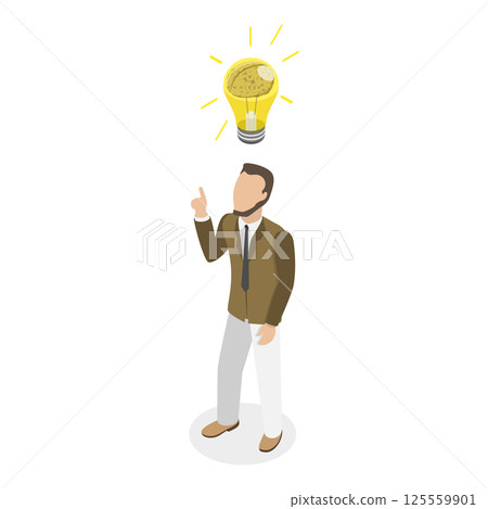 3D Isometric Flat  Illustration of Thinking About a Solution. Item 2 125559901