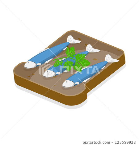 3D Isometric Flat  Illustration of Tasty Breakfast. Item 5 125559928