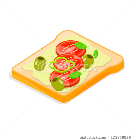 3D Isometric Flat Illustration of Tasty Breakfast. Item 9 3D Isometric Flat Illustration of Tasty Breakfast. Item 9 125559929