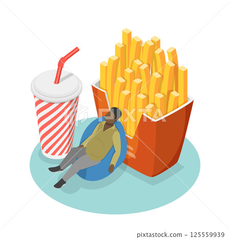 3D Isometric Flat  Illustration of Bad Addictions. Item 5 125559939