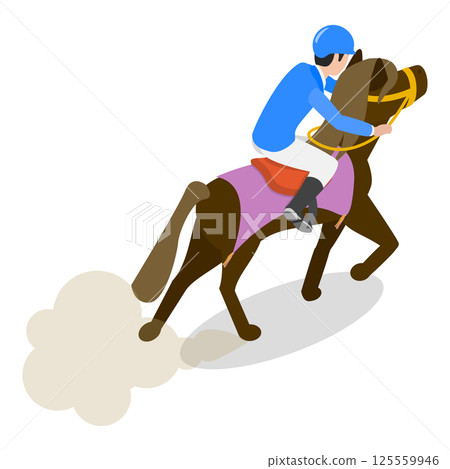 3D Isometric Flat  Set of Equestrian Elements. Item 6 125559946