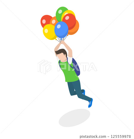 3D Isometric Flat Illustration of Soaring in the Sky. Item 2 3D Isometric Flat Illustration of Soaring in the Sky. Item 2 125559978