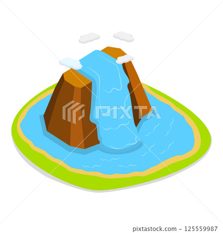 3D Isometric Flat  Set of Natural Water Landscape. Item 6 125559987