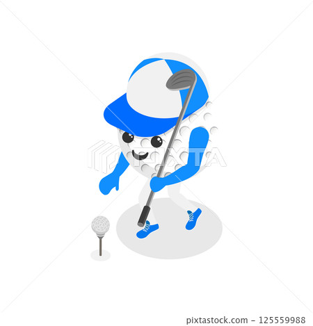 3D Isometric Flat  Set of Cartoon Sport Ball Mascot. Item 1 125559988