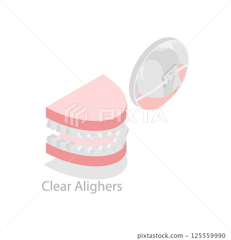 3D Isometric Flat  Illustration of Dental Teeth Braces Types. Item 3 125559990