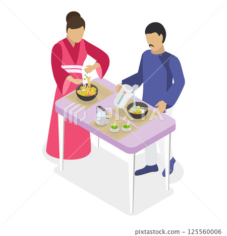3D Isometric Flat Illustration of Korean or Japanese Food. Item 2 3D Isometric Flat Illustration of Korean or Japanese Food. Item 2 125560006