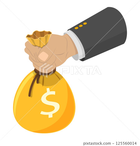 3D Isometric Flat Illustration of Hands Holding Money in Various Forms. Item 9 3D Isometric Flat Illustration of Hands Holding Money in Various Forms. Item 9 125560014