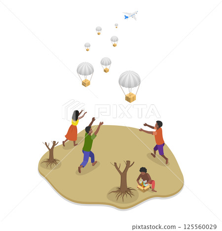 3D Isometric Flat Illustration of Hunger Starvation. Item 3 3D Isometric Flat Illustration of Hunger Starvation. Item 3 125560029