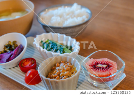 Colorful and healthy Japanese breakfast set 125560125